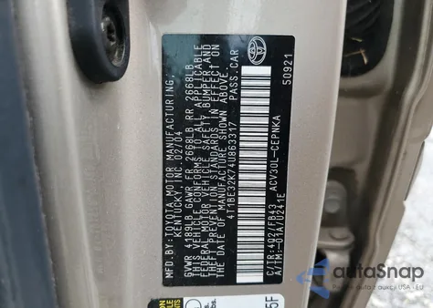 2004 Toyota Camry Le from USA, damaged, VIN 4T1BE32K74U863317